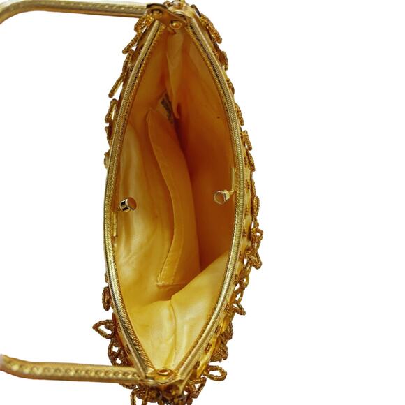 Vintage Simon Beaded Top Handle Handbag Gold - Picture 8 of 13